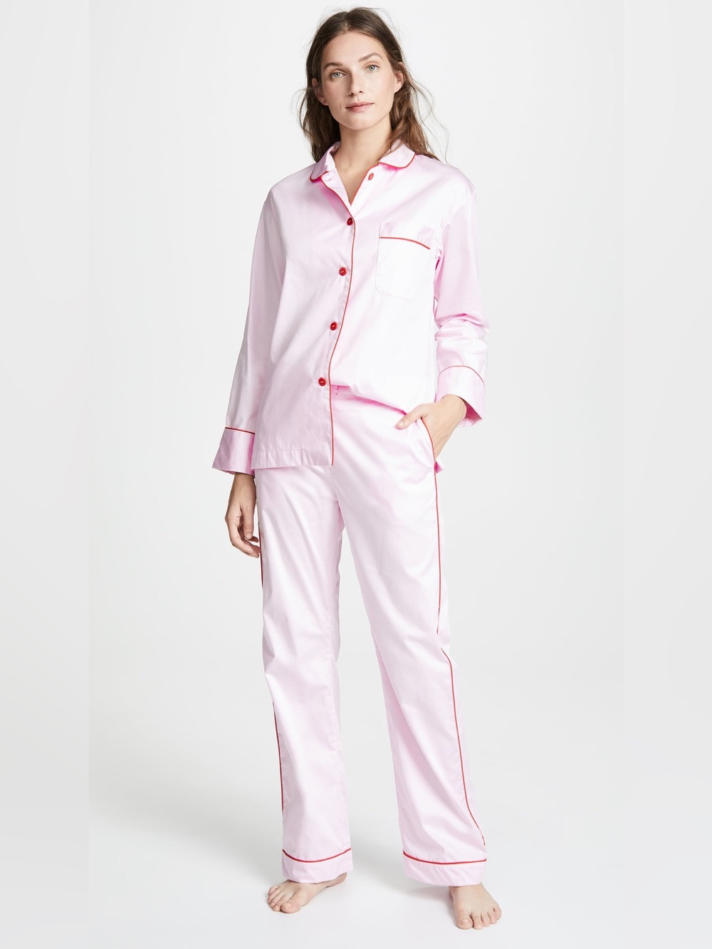 Sleeper Pajama XS Donut Pink Red PJ Set Oversized Button Down Shirt Pants Womens